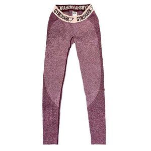 Gymshark Flex Low Rise Leggings Womens Small Elastic Logo Waistband Purple